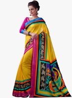 Inddus Yellow Printed Saree