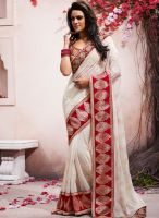 Indian Women By Bahubali Off White Embroidered Saree