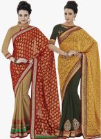 Indian Women By Bahubali Pack Of 2 Multicoloured Embroidered Saree