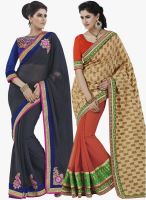 Indian Women By Bahubali Pack Of 2 Multicoloured Embroidered Saree