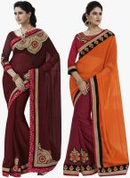 Indian Women By Bahubali Pack Of 2 Multicoloured Embroidered Saree