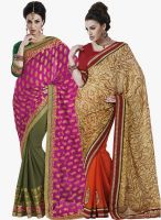 Indian Women By Bahubali Pack Of 2 Multicoloured Embroidered Saree