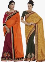 Indian Women By Bahubali Pack Of 2 Multicoloured Embroidered Saree