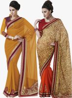 Indian Women By Bahubali Pack Of 2 Multicoloured Embroidered Saree