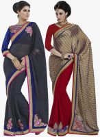 Indian Women By Bahubali Pack Of 2 Multicoloured Embroidered Saree