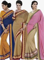 Indian Women By Bahubali Pack Of 3 Multicoloured Embroidered Sarees