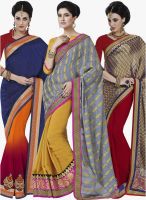 Indian Women By Bahubali Pack Of 3 Multicoloured Embroidered Sarees