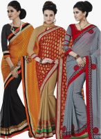 Indian Women By Bahubali Pack Of 3 Multicoloured Embroidered Sarees