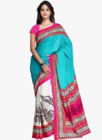 Janasya Janasya Blue Crepe Printed Saree