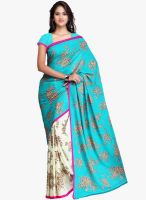 Janasya Blue Printed Saree