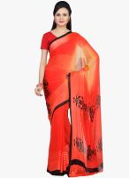 Jashn Orange Printed Saree