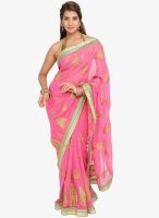 Jashn Pink Embroidered Saree