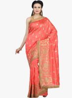 Jashn Red Embellished Saree