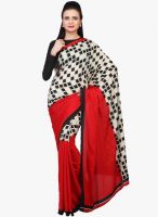 Jashn Red Printed Saree