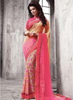 Khushali Fashion Pink Printed Saree