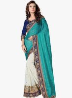 Lookslady Aqua Blue Embroidered Saree