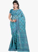 Lookslady Aqua Blue Printed Saree