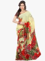 Lookslady Beige Printed Saree