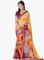 Lookslady Beige Printed Saree