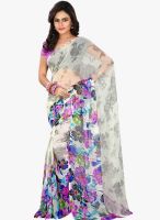 Lookslady Beige Printed Saree