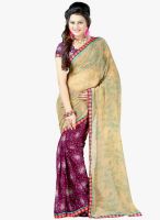Lookslady Beige Printed Saree