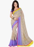 Lookslady Beige Printed Saree