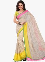 Lookslady Beige Printed Saree