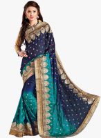 Lookslady Blue Embroidered Saree