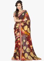 Lookslady Brown Printed Saree