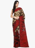 Lookslady Maroon Embroidered Saree With Blouse