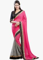 Lookslady Pink Printed Saree