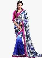 Lookslady White Printed Saree
