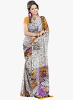 Lookslady White Printed Saree