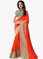 Roop Kashish Orange Embroidered Saree