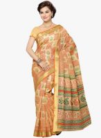 Saree Swarg Beige Printed Saree With Blouse