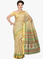 Saree Swarg Beige Printed Saree With Blouse