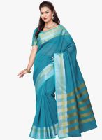 Saree Swarg Blue Striped Saree With Blouse