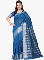Saree Swarg Blue Striped Saree With Blouse
