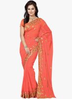 Saree Swarg Peach Embroidered Saree With Blouse