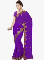 Saree Swarg Purple Embroidered Saree With Blouse