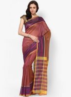 Satrang Net Orange Saree