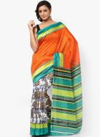 Satrang Silk Blend Orange Saree