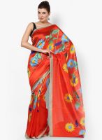 Satrang Silk Blend Red Saree