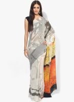 Satya Paul Grey Printed Georgette Saree