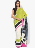 Satya Paul Off White Printed Crepe Saree