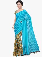 Shonaya Aqua Blue Printed Saree