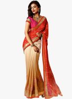 Shonaya Orange Embroidered Saree