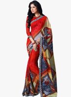 Shonaya Red Printed Saree