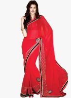 Shonaya Red Solid Saree