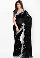 Sourbh Sarees Black Embellished Saree